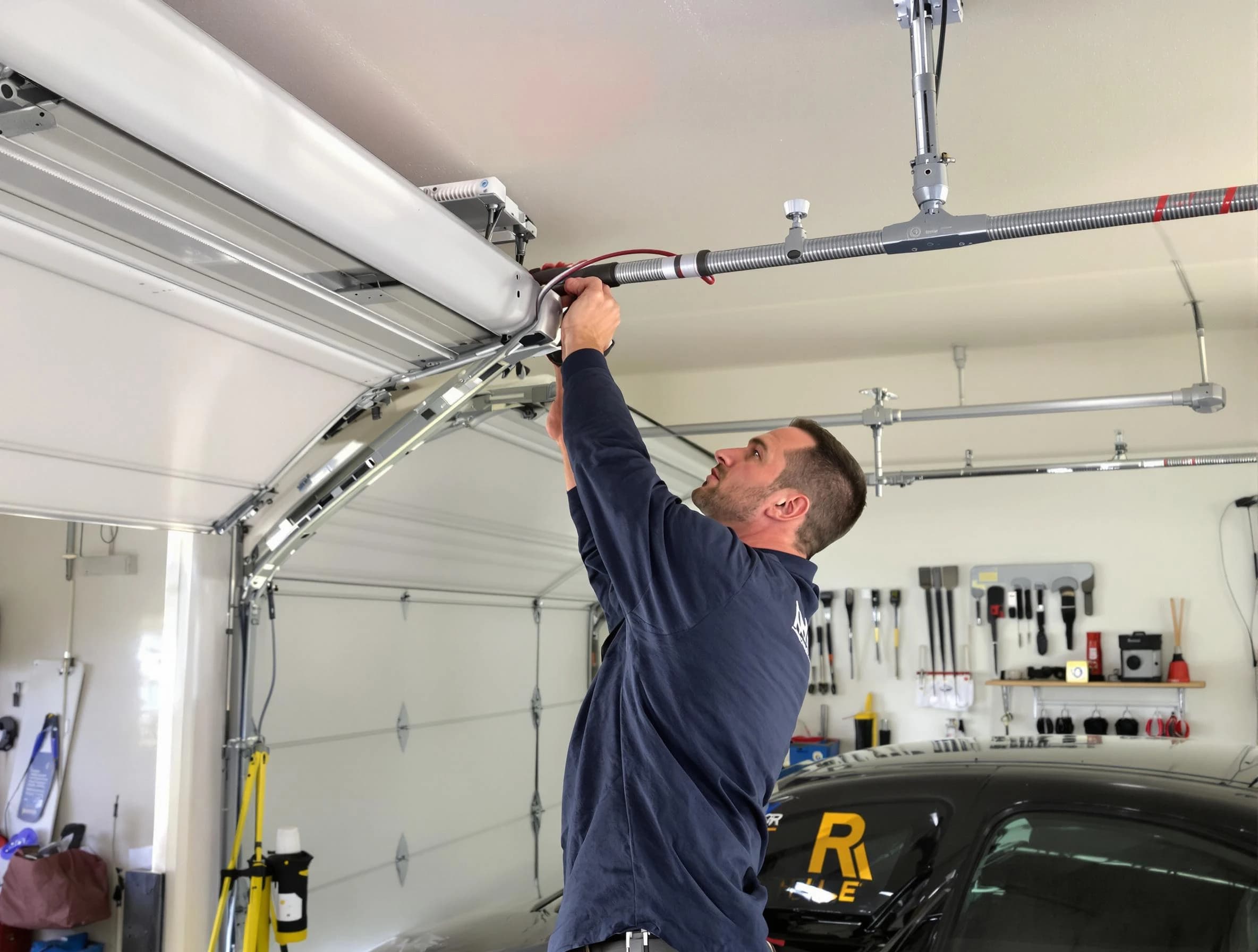 Firestone Garage Door Repair technician performing garage door cable repair in Firestone