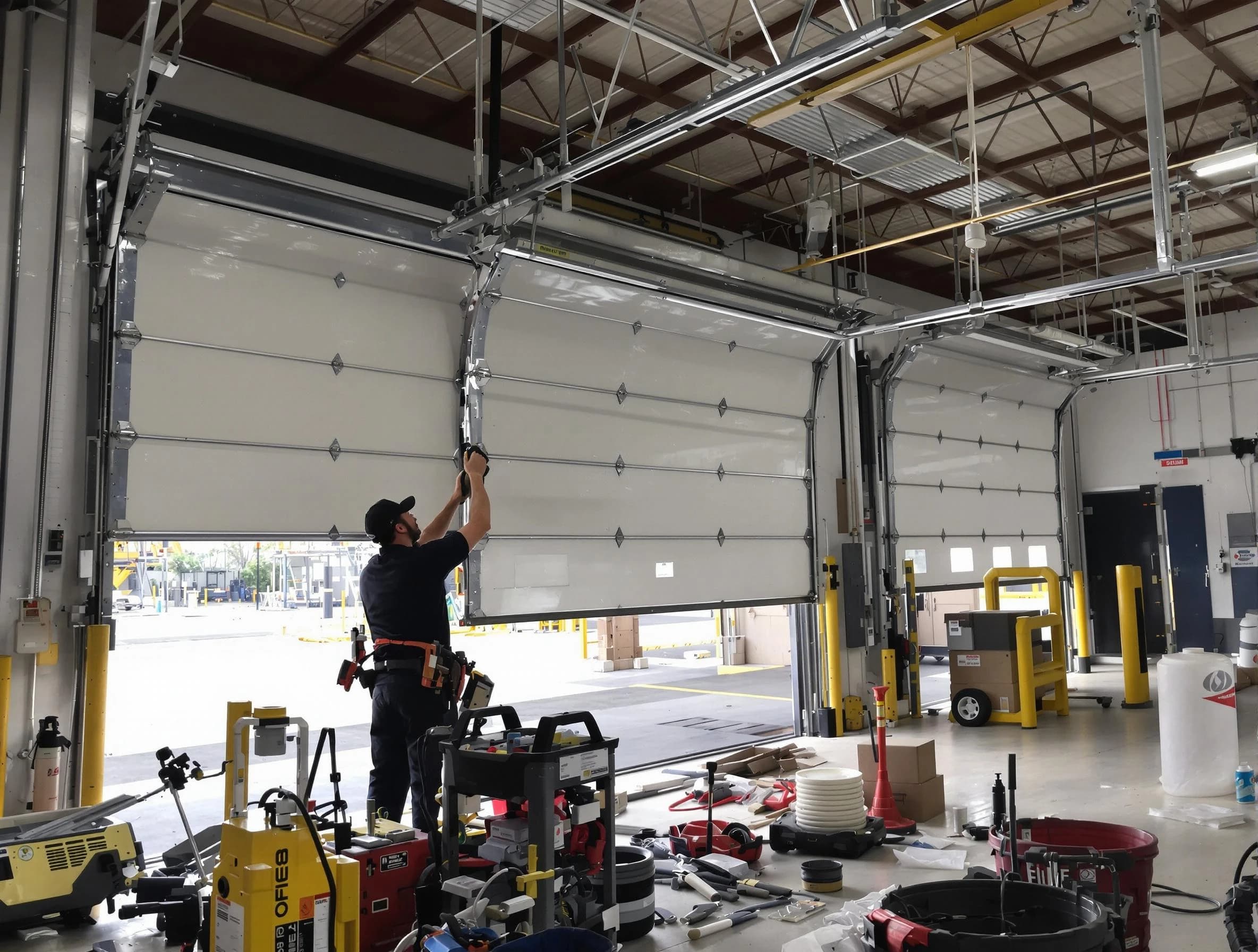 Firestone Garage Door Repair technician performing commercial garage door repair in Firestone