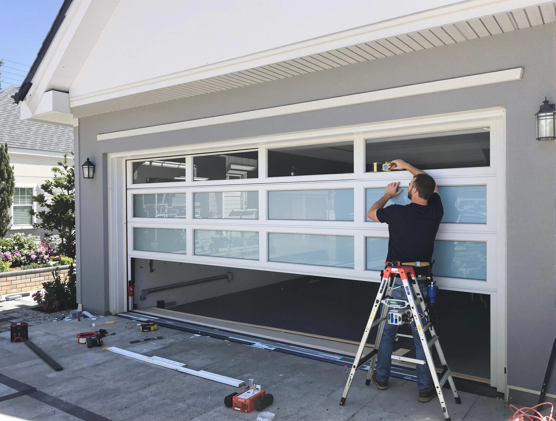 Firestone Garage Door Repair team performing garage door replacement in Firestone