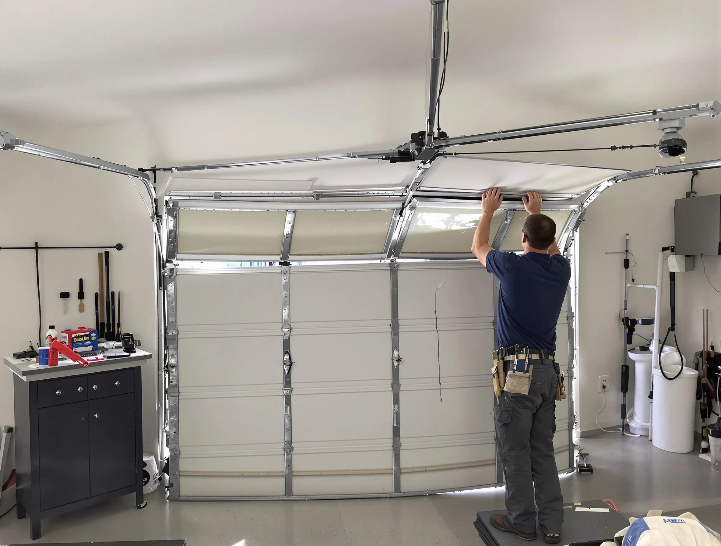 Firestone Garage Door Repair specialist performing precise section replacement on Firestone garage door