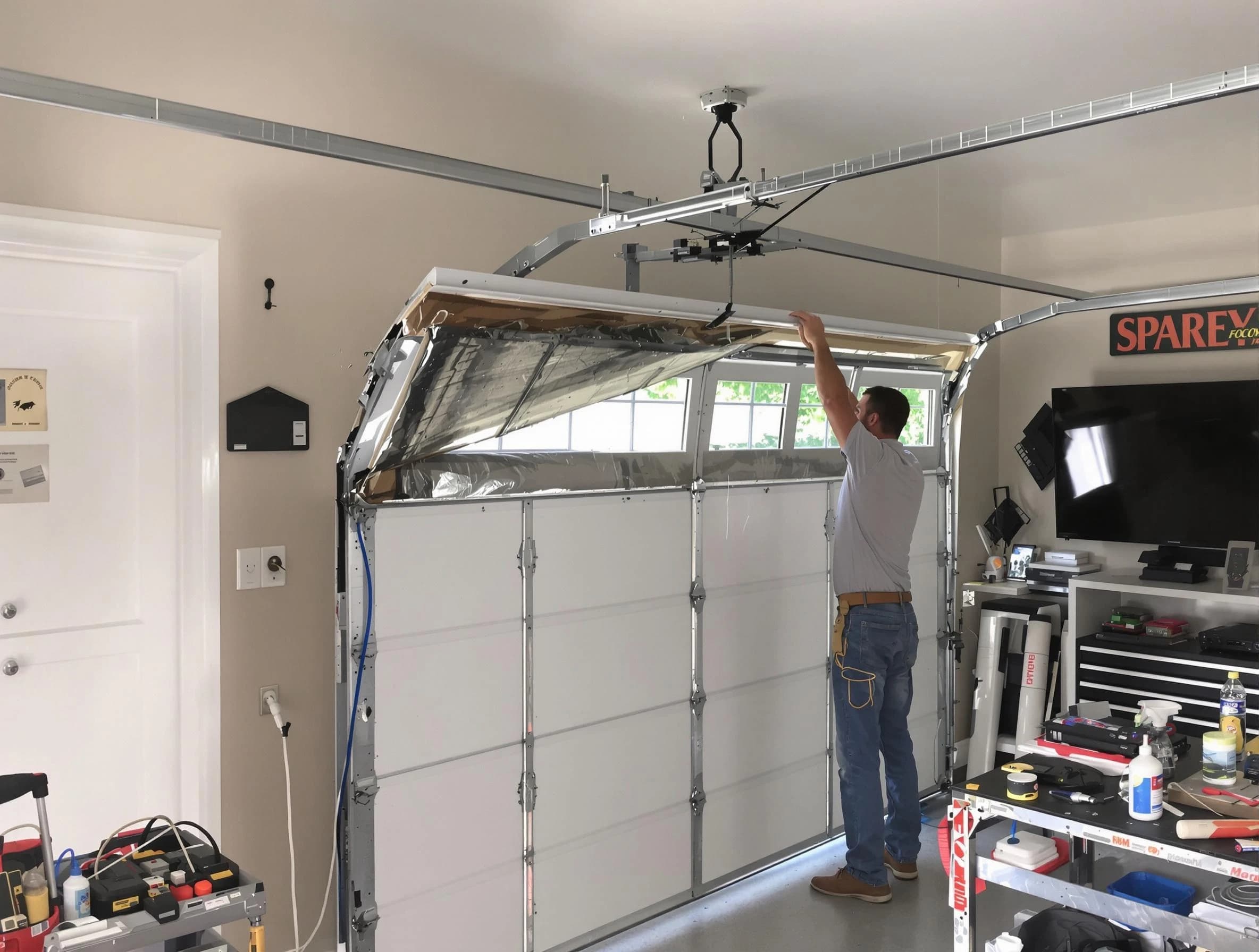 Garage door section replacement by Firestone Garage Door Repair in Firestone