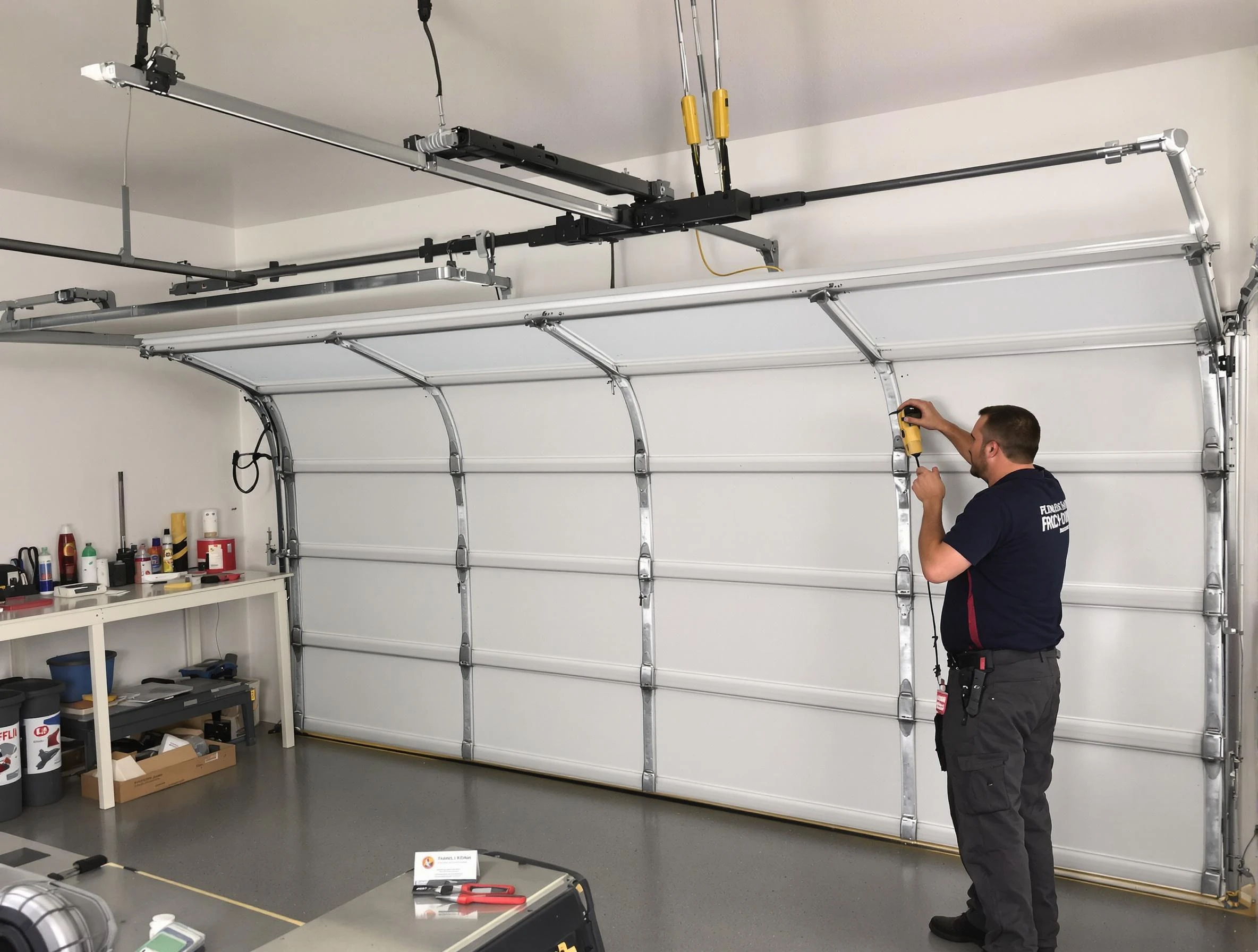 Firestone Garage Door Repair certified technician performing overhead door system repair in Firestone
